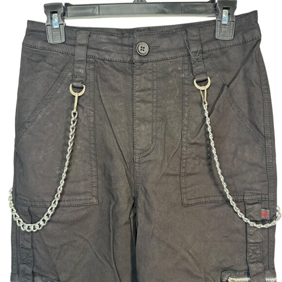 Royal Bones By Tripp Black Mesh Pocket Cargo Pants w/ Chains Zippers Hot Topic 9 - Picture 5 of 12